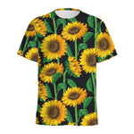 Sunflower Pattern Print Men's Sports T-Shirt