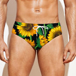 Sunflower Pattern Print Men's Swim Briefs