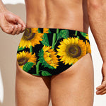 Sunflower Pattern Print Men's Swim Briefs