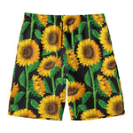 Sunflower Pattern Print Men's Swim Trunks