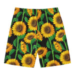 Sunflower Pattern Print Men's Swim Trunks