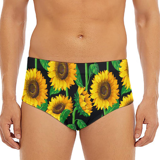 Sunflower Pattern Print Men's Triangle Swim Briefs