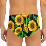Sunflower Pattern Print Men's Triangle Swim Briefs