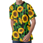 Sunflower Pattern Print Men's Velvet T-Shirt