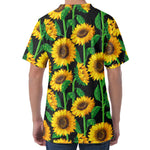 Sunflower Pattern Print Men's Velvet T-Shirt