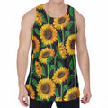 Sunflower Pattern Print Men's Velvet Tank Top