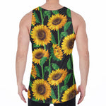 Sunflower Pattern Print Men's Velvet Tank Top