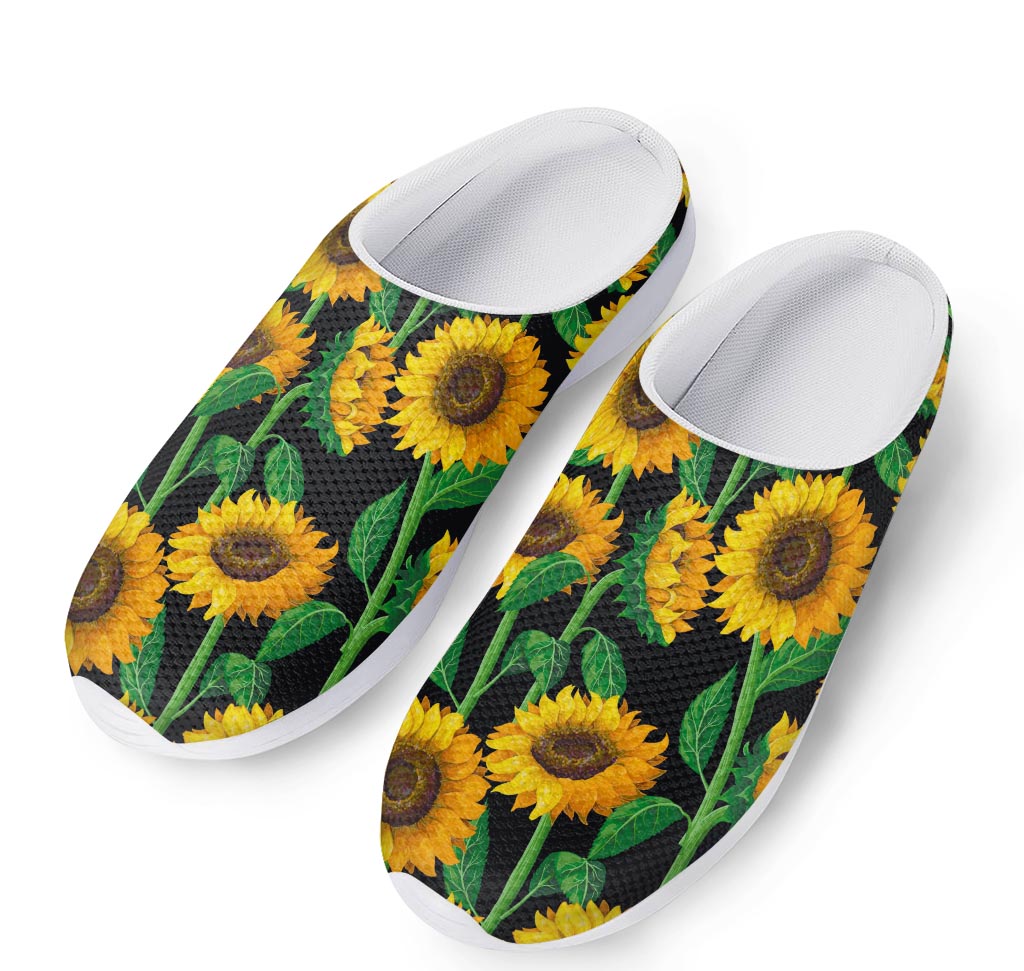 Sunflower Pattern Print Mesh Casual Shoes