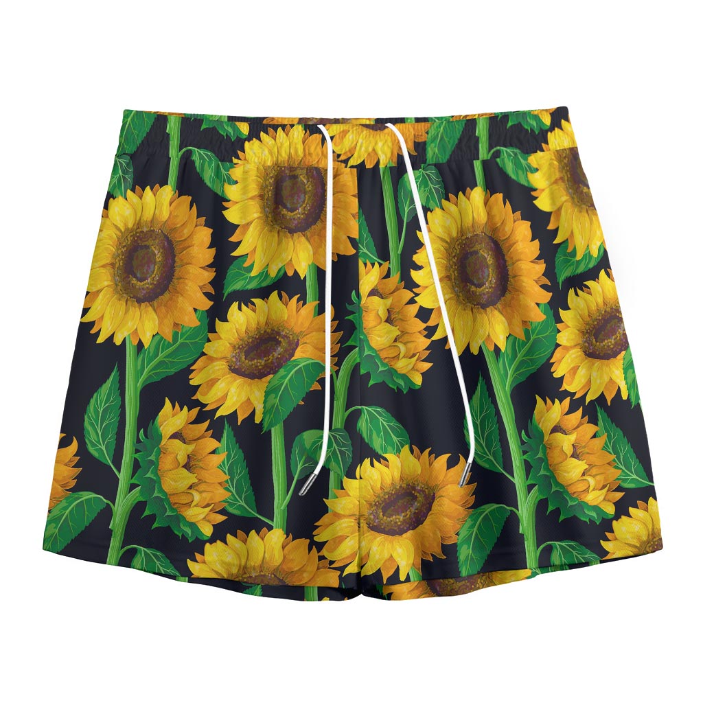 Sunflower Pattern Print Mesh Shorts
