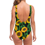 Sunflower Pattern Print One Piece Swimsuit