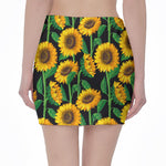 Sunflower Pattern Print Pencil Mini Skirt