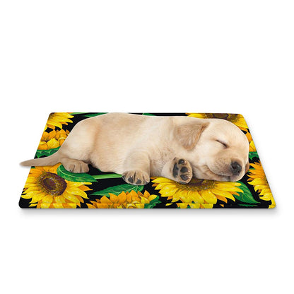 Sunflower Pattern Print Pet Cooling Mat Cover