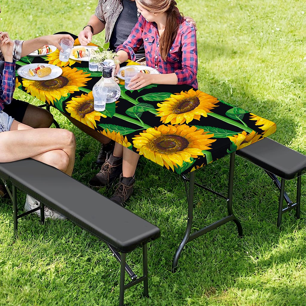 Sunflower Pattern Print Picnic Table Cover