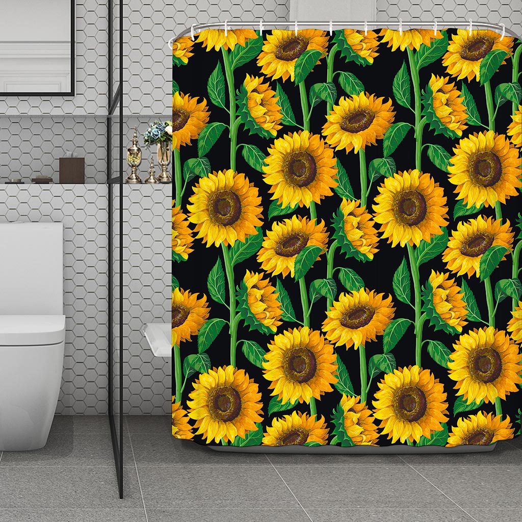 Sunflower Pattern Print Polyester Shower Curtain