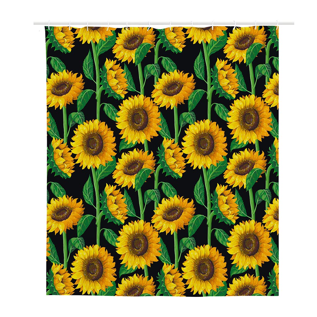 Sunflower Pattern Print Polyester Shower Curtain