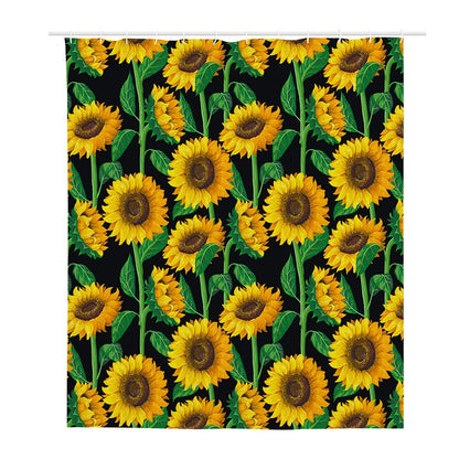Sunflower Pattern Print Polyester Shower Curtain
