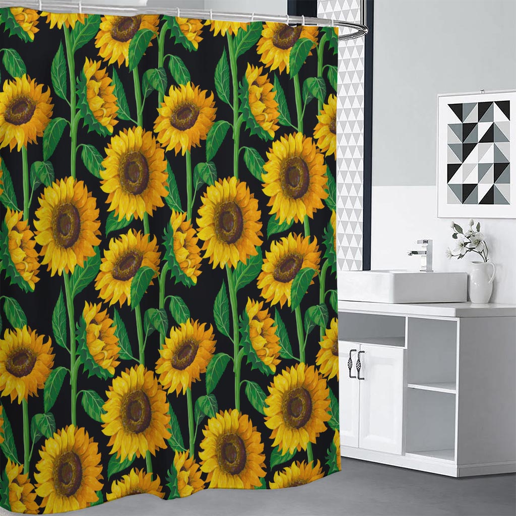 Sunflower Pattern Print Premium Shower Curtain