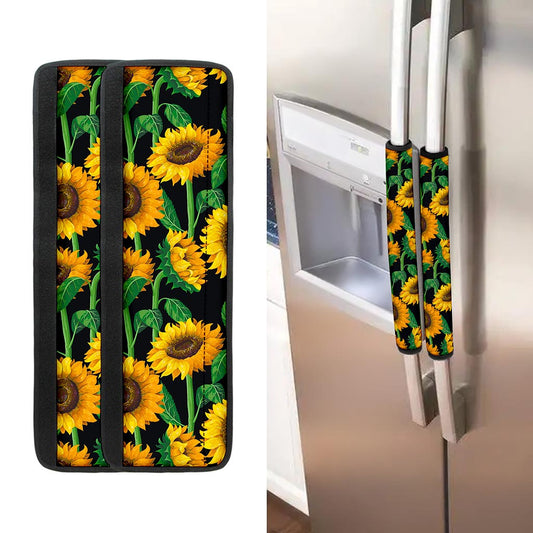Sunflower Pattern Print Refrigerator Handle Covers