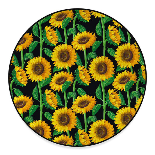 Sunflower Pattern Print Round Floor Mat