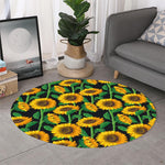Sunflower Pattern Print Round Rug