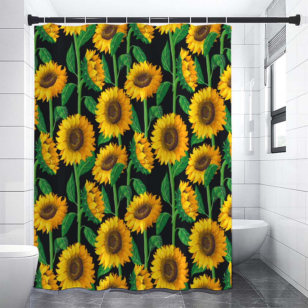 Sunflower Pattern Print Shower Curtain