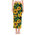 Sunflower Pattern Print Side Slit Maxi Skirt