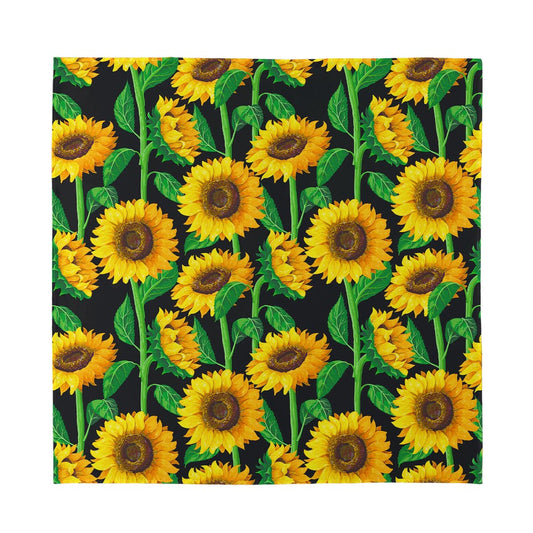 Sunflower Pattern Print Silk Bandana