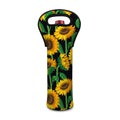 Sunflower Pattern Print Single Neoprene Wine Tote
