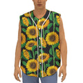 Sunflower Pattern Print Sleeveless Baseball Jersey
