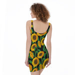 Sunflower Pattern Print Sleeveless Bodycon Dress