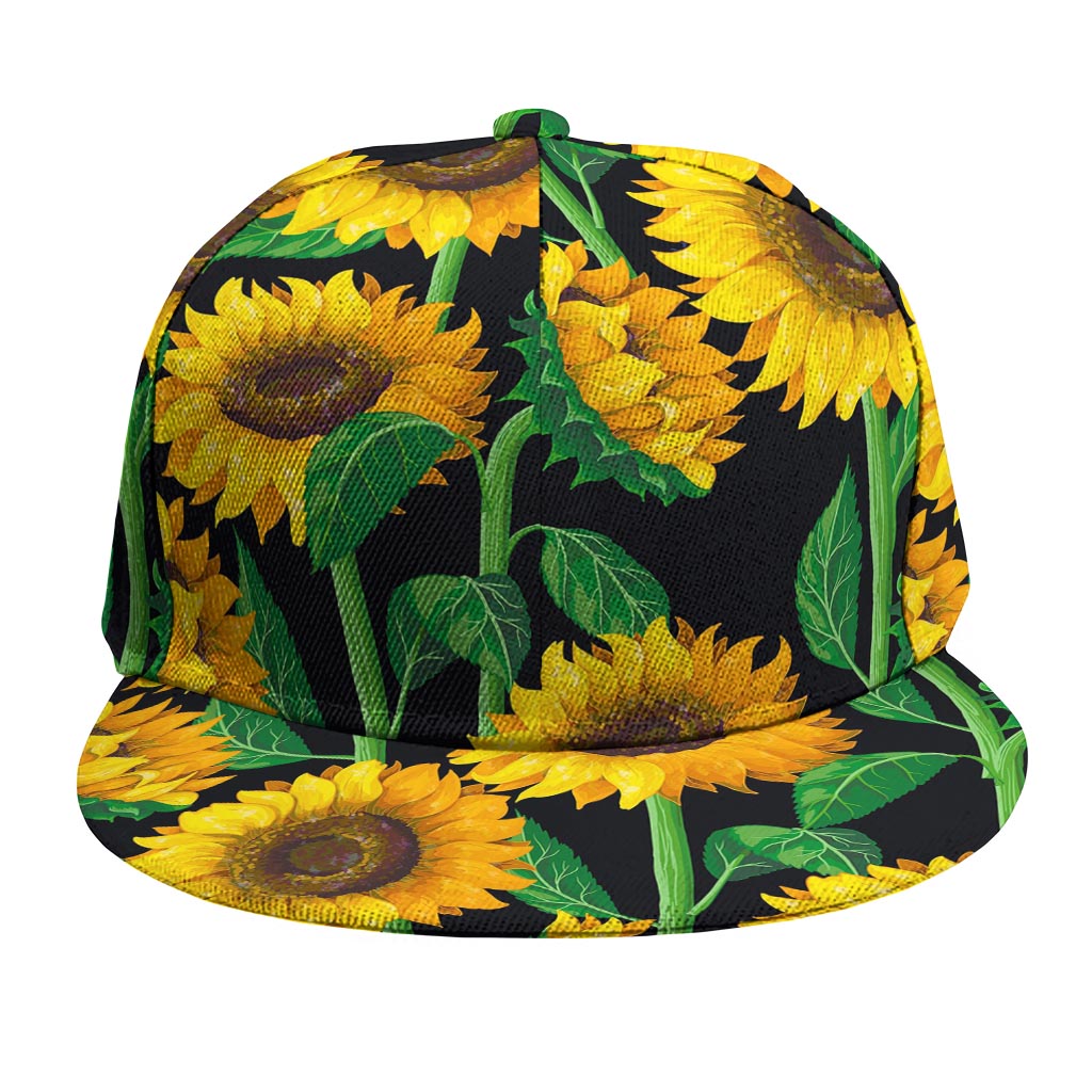 Sunflower Pattern Print Snapback Cap