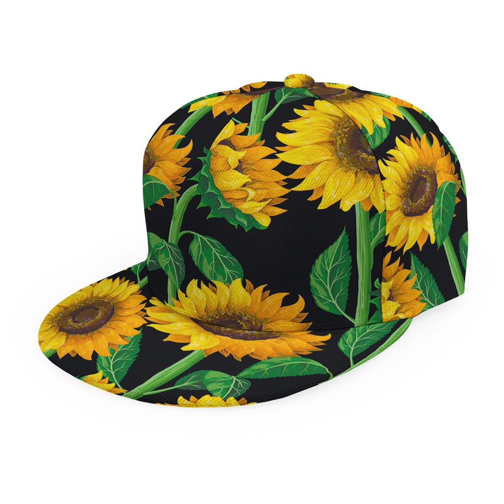 Sunflower Pattern Print Snapback Cap