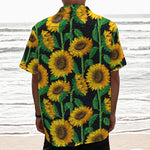 Sunflower Pattern Print Textured Short Sleeve Shirt