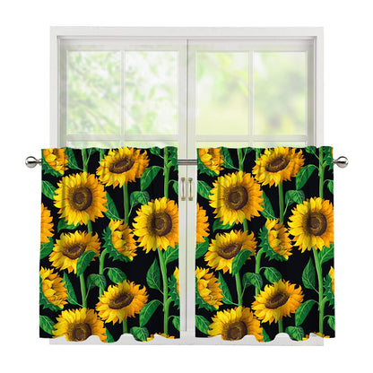 Sunflower Pattern Print Tier Curtains