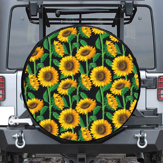 Sunflower Pattern Print Tire Cover