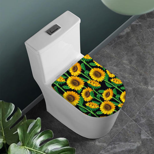 Sunflower Pattern Print Toilet Lid Cover