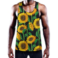 Sunflower Pattern Print Men's Workout Tank Top