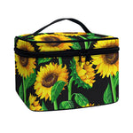 Sunflower Pattern Print Travel Makeup Bag