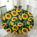 Sunflower Pattern Print Waterproof Round Tablecloth