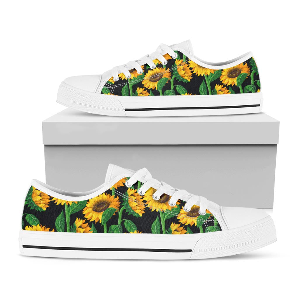 Sunflower Pattern Print White Low Top Sneakers