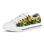 Sunflower Pattern Print White Low Top Sneakers