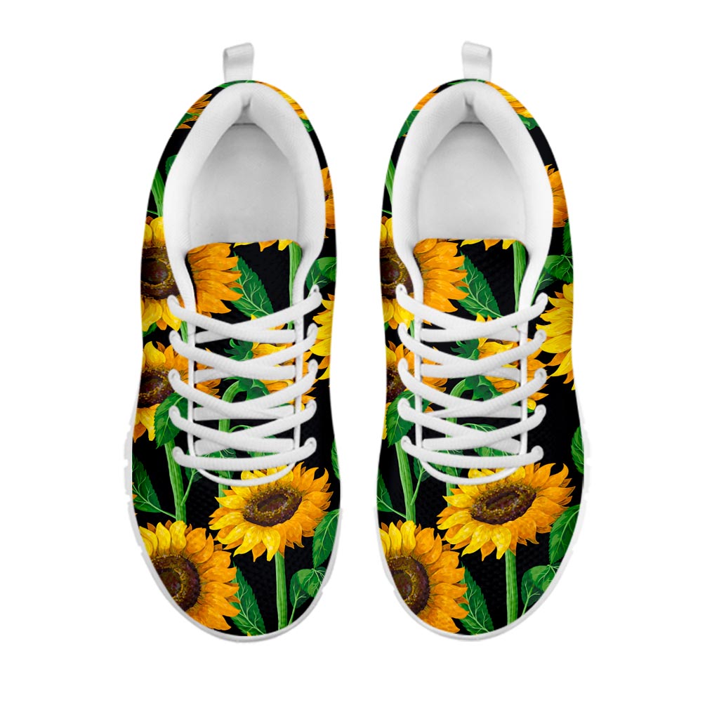 Sunflower Pattern Print White Running Shoes