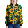 Sunflower Pattern Print Women's Bomber Jacket