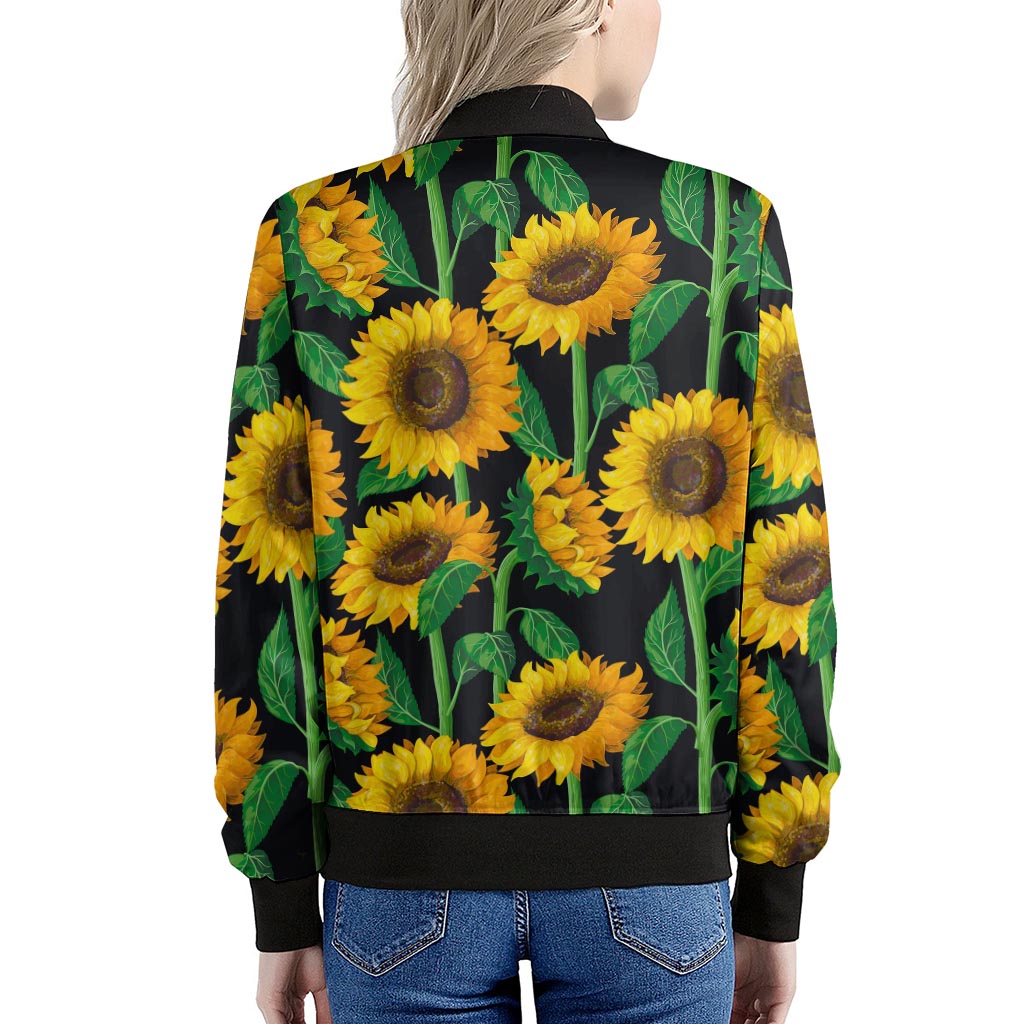 Sunflower Pattern Print Women's Bomber Jacket