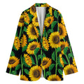 Sunflower Pattern Print Women's Cotton Blazer