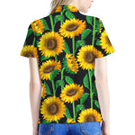 Sunflower Pattern Print Women's Polo Shirt