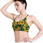 Sunflower Pattern Print Women's Sports Bra