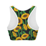 Sunflower Pattern Print Women's Sports Bra