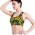 Sunflower Pattern Print Women's Sports Bra