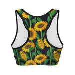 Sunflower Pattern Print Women's Sports Bra